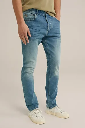 WE Fashion 5-pocket Mid Waist Green Blue
