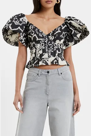 French Connection Deon Candra Jacquard Top Black