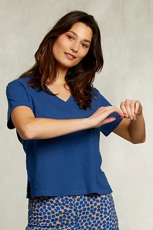 River Woods Blue Basic V-neck T-shirt Blue