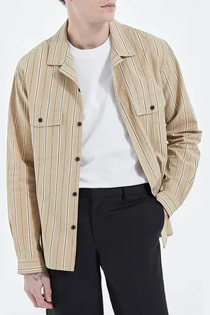 The Kooples Long-sleeved Shirt With Chest Pockets Camel / Black