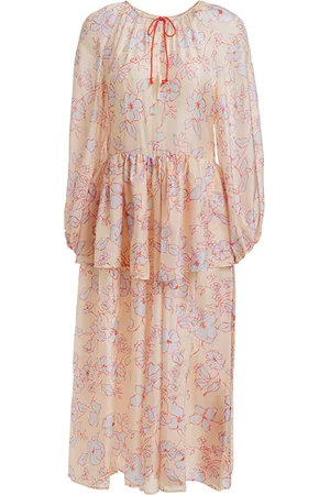 FORTE FORTE Forte Forte "true Colors" Print Habotai Silk Dress Cream