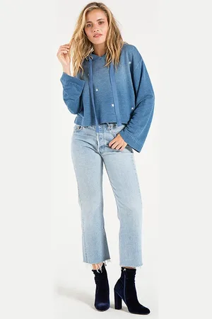 Bella Dahl Cropped Hoodie Silver Star Wash