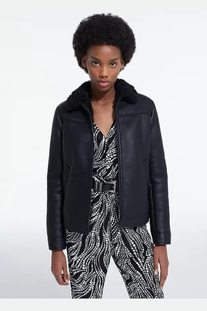 The Kooples Faux Fur Biker Jacket Black