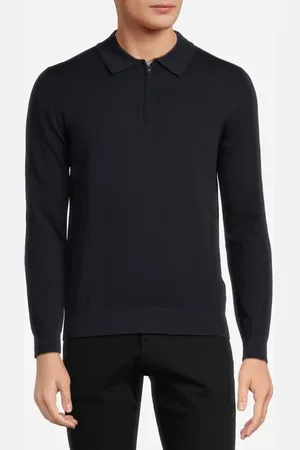 Reiss Aidan Half Zip Cotton Jumper Navy - Outlet Price
