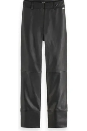 Scotch&Soda High Rise Straight Leg Leather Pant Black