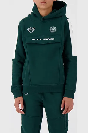 Black Bananas Anorak Stripe Hoodie Pine Green