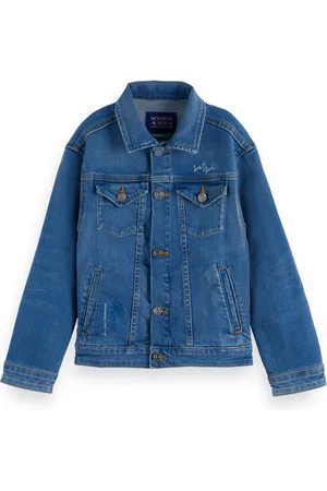 Scotch&Soda Boys Denim Trucker Jacket With Embroidery Free Spirit