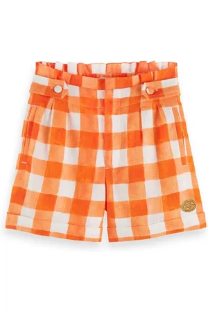 Scotch&Soda Checked Linen Blend Shorts Papaya Bistro Check