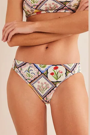 Boden Classic Bikini Bottoms Ivory, Wild Bluebell