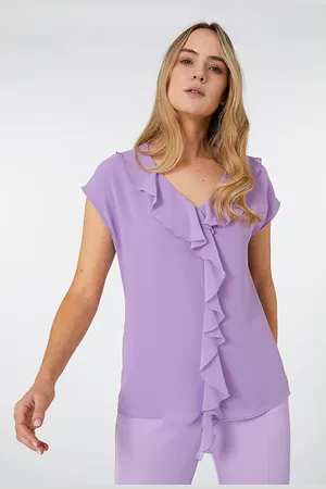 Elena Miro Short-sleeved Blouse With Jabot Purple
