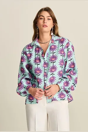POM Amsterdam Blouse - Violet Flower Aqua