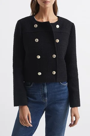 Reiss Esmie-cropped Cropped Jacket Black