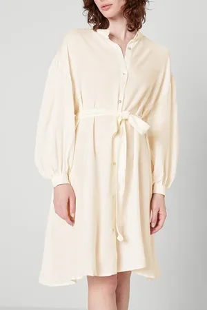 American Vintage Mao Collar Midi Shirt Dress Ecru