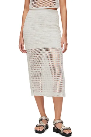 AllSaints Rosalie Midi Skirt Chalk White
