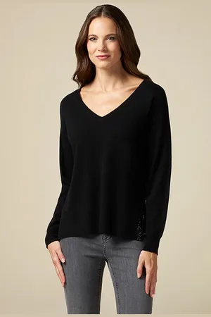 Oltre Cashmere Blend V-neck Sweater With Rhinestones