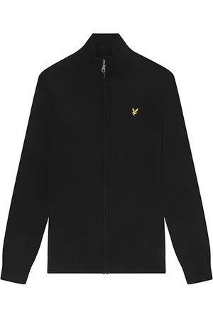 Lyle & Scott Lambswool Blend Zip Through Cardigan Jet Black Marl