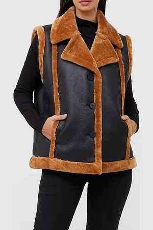 French Connection Belen Faux Fur Gilet Black