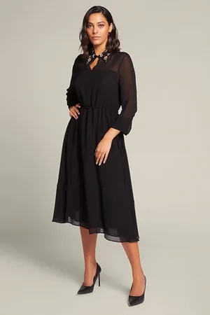 Elena Miro Dress With Embroidered Collar Black