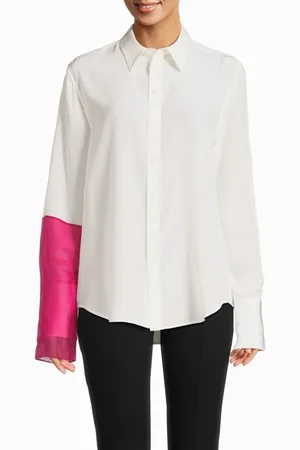 Helmut Lang Cb Relaxed Shirt Silk White/fuchsia