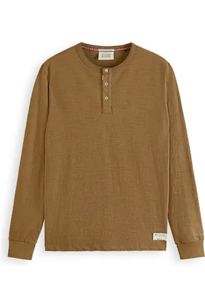 Scotch&Soda Slub Jersey Grandad Longsleeve T-shirt Khaki