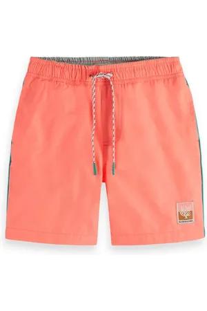 Scotch&Soda Short-length - Placed Embroidery Swimshorts Neon Coral