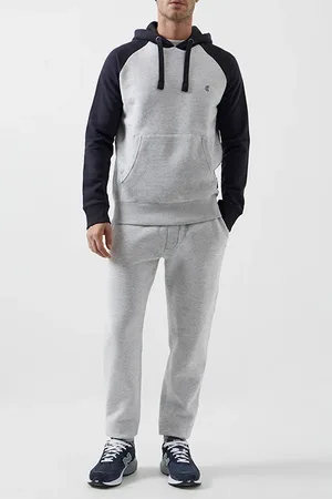 French Connection Logo Overhead Raglan Sweat Hoodie Dk Navy/lgt Grey Mel