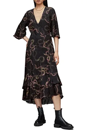 AllSaints Delana Tempest Dress Deep Green