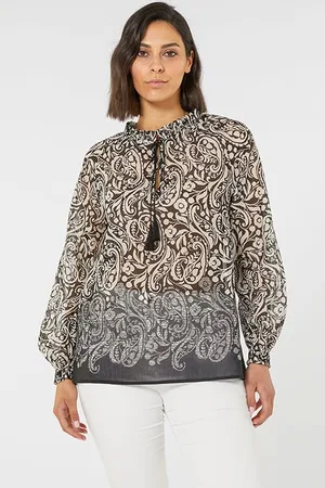 Elena Miro Printed Blouse With Blended Trims Fantasy