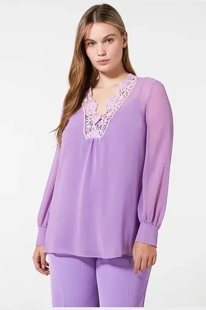 Elena Miro Blouse With MacramÉ Lace Purple