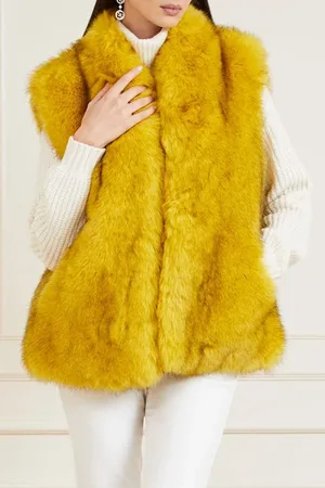 Guess GUESS Elodie Faux Fur Vest Laguna Gold Cardigan Multi