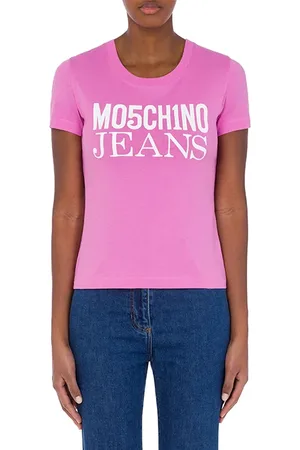 Moschino Logo Print Jersey T-shirt Pink