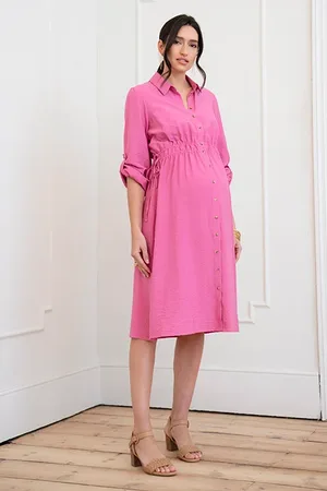 Séraphine Maternity Shirt Dress Pink