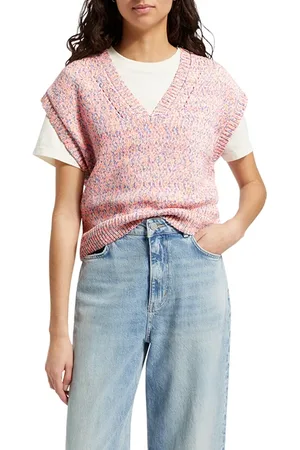 Scotch&Soda Space Dye V Neck Knitted Tank Pink Space Dye