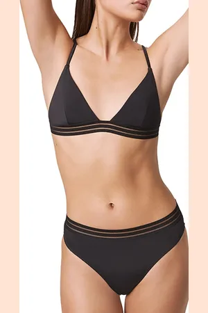 French Connection Mesh Stripe Bikini Briefs Black