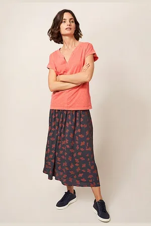 White Stuff Aubree Midi Skirt Grey Mlt