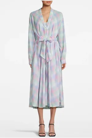 FORTE FORTE Forte Forte Rainbow Tartan Voile Long Chemisier Dress Reflexion