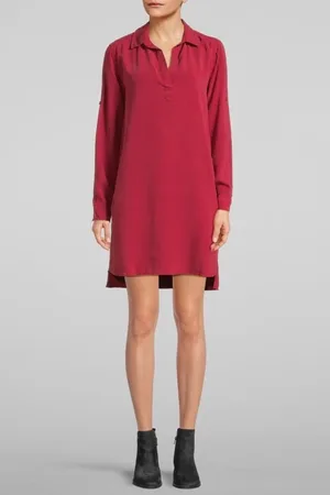 Bella Dahl Long Sleeve A-line Dress Ruby Red