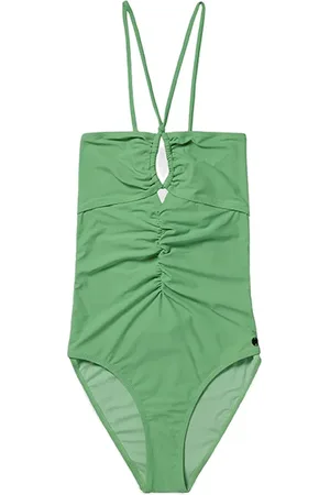 Scotch&Soda Ruched Front Halter Swimsuit Bright Parakeet