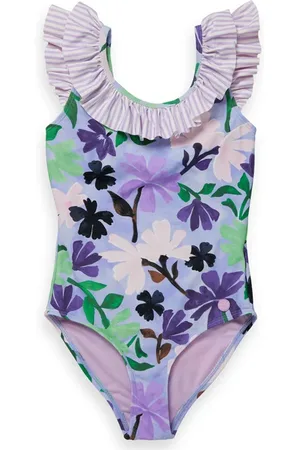 Scotch&Soda Girls All-over Printed Contrast Ruffle Bathing Suit Painters