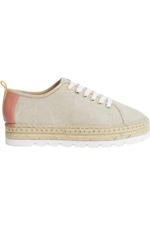 White Stuff Espadrille Lace Up Flatforms White
