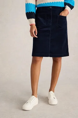 White Stuff Melody Organic Cord Skirt Dark Navy