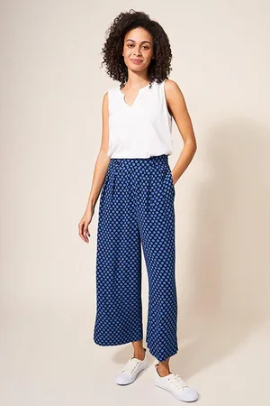 White Stuff Nova Crinkle Culottes Blue Mlt