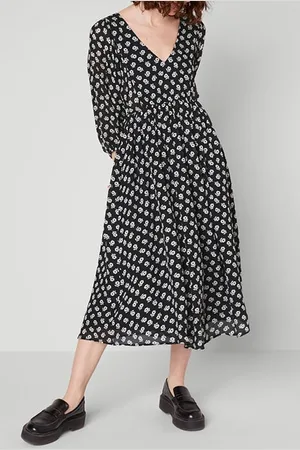 American Vintage V Collar Long Printed Dress Erika