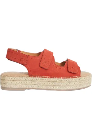 White Stuff Velcro Espadrille Sandal Mid Coral
