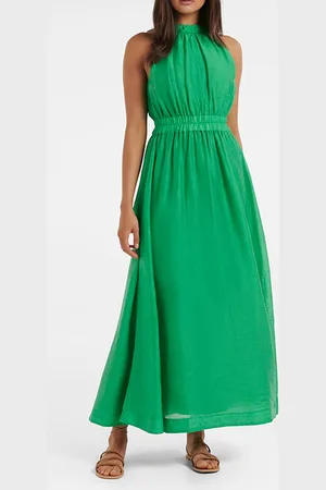 Forever New Magnolia High Neck Midi Dress Green