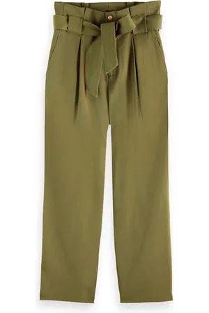 Scotch&Soda Daisy - High Rise Straight Leg Paperbag Trousers Army