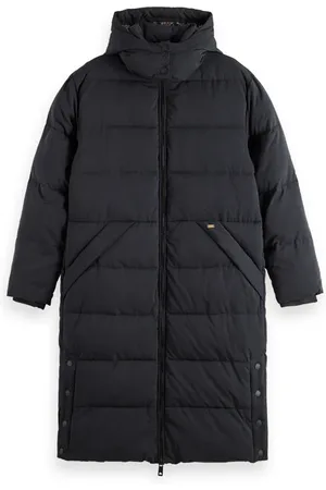 Scotch&Soda Water Repellent Long Length Puffer Coat Black