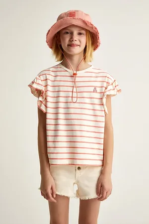 SCALPERS Stripes Tee Girls Coral