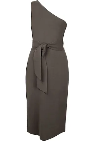 Forever New Lauren One Shoulder Midi Knit Dress Khaki