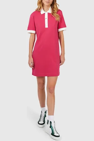 ICODE Magenta Sweatshirt Fabric Polo Dress